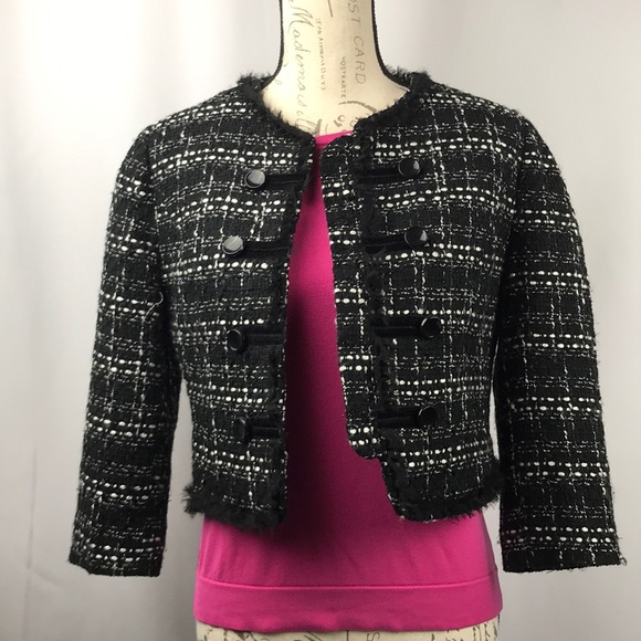 twenty one Jackets & Blazers - Classic Cropped Plaid Tweed Blazer Fuchsia Lined